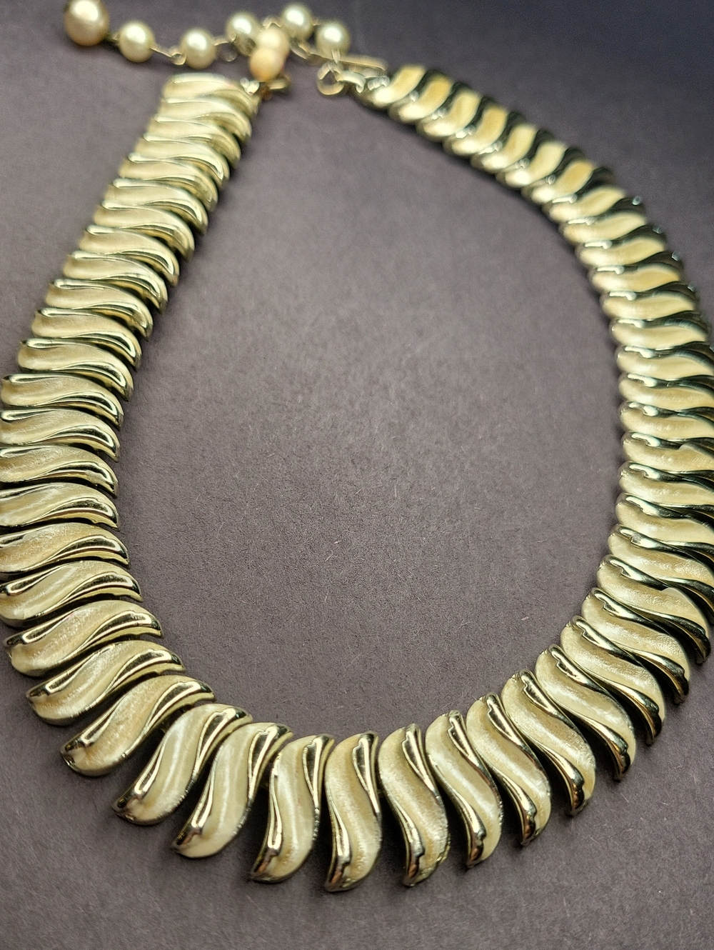Coro Gold-Tone Sculpted Wave Link Necklace